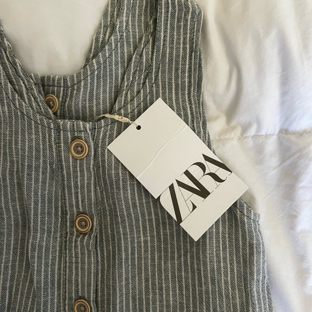Zara Gray Striped Coveralls